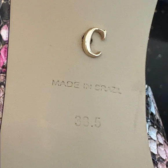 *Carvela Pink Turquoise Black Leather Snakeskin Stiletto Open Toe Heels Slides - Picture 6 of 9